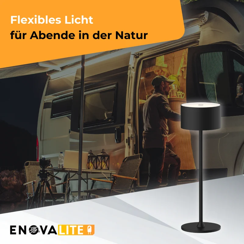 3er Set LED-Tischleuchte mit Akku, inkl Ladestation, Up- & Downlight, Dimm- & CCT-Funktion, schwarz, wiederaufladbar, Innen und Außenbereich, IP44, USB-C