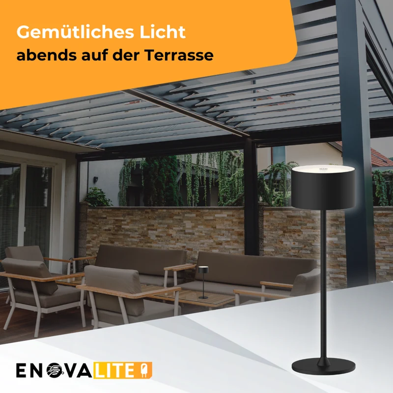 3er Set LED-Tischleuchte mit Akku, inkl Ladestation, Up- & Downlight, Dimm- & CCT-Funktion, schwarz, wiederaufladbar, Innen und Außenbereich, IP44, USB-C
