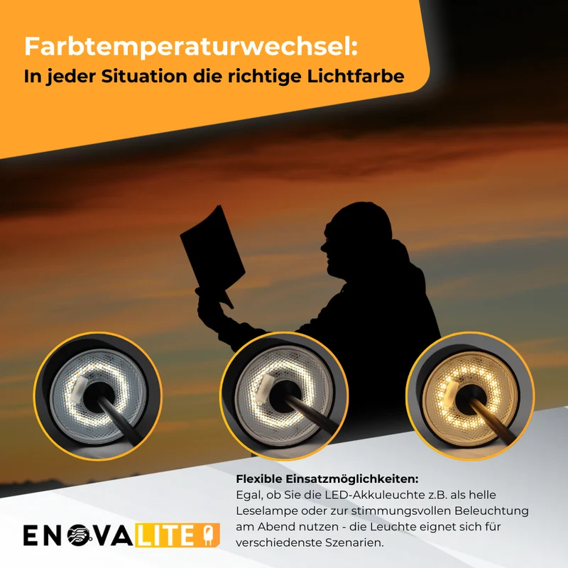3er Set LED-Tischleuchte mit Akku, inkl Ladestation, Up- & Downlight, Dimm- & CCT-Funktion, grau, wiederaufladbar, Innen und Außenbereich, IP44, USB-C