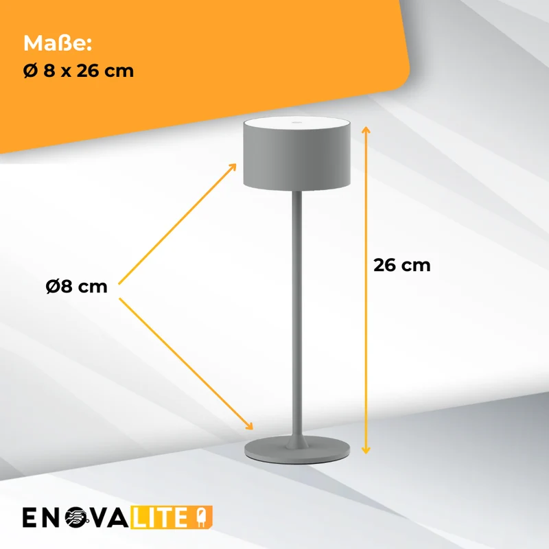 3er Set LED-Tischleuchte mit Akku, inkl Ladestation, Up- & Downlight, Dimm- & CCT-Funktion, grau, wiederaufladbar, Innen und Außenbereich, IP44, USB-C