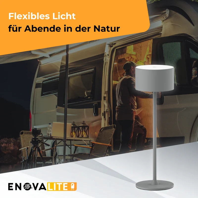 3er Set LED-Tischleuchte mit Akku, inkl Ladestation, Up- & Downlight, Dimm- & CCT-Funktion, grau, wiederaufladbar, Innen und Außenbereich, IP44, USB-C