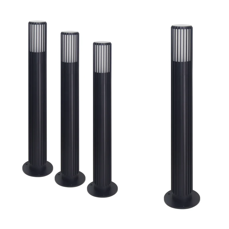 4er-Pack Moderne Wegeleuchte, schwarz, GU10 Fassung, IP44