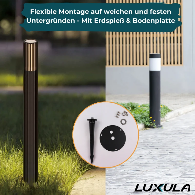 4er-Pack Moderne Wegeleuchte, schwarz, GU10 Fassung, IP44