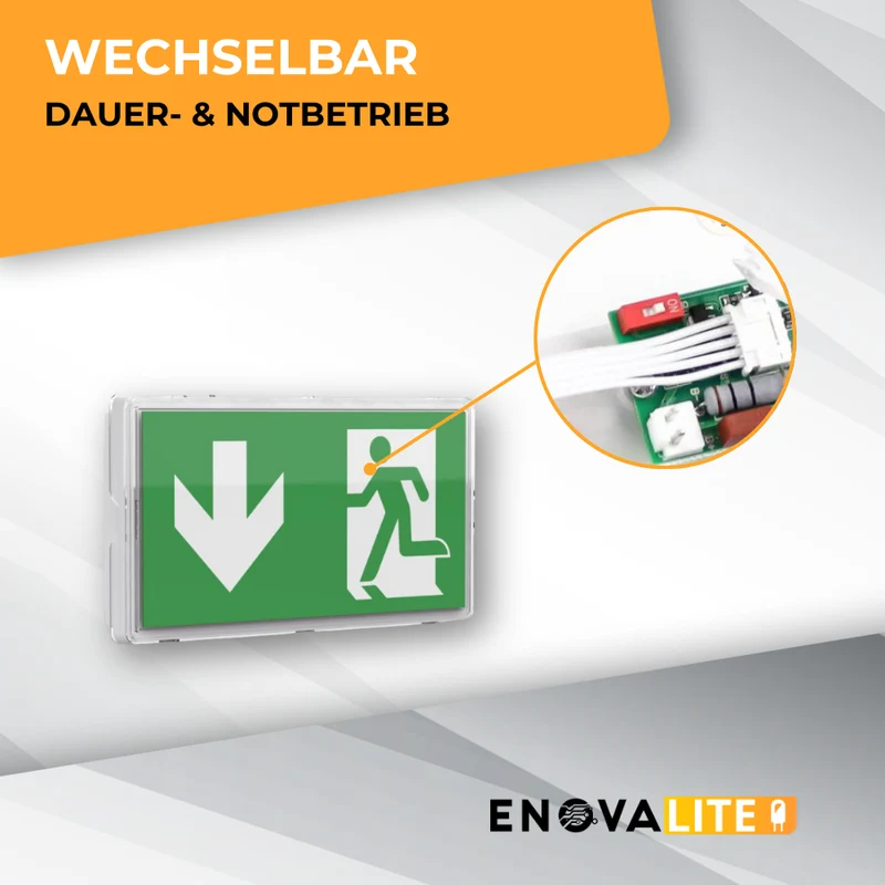 LED-Fluchtwegleuchte mit Fernbedienung, 8h Notstromakku, TEST-Funktion, IP65