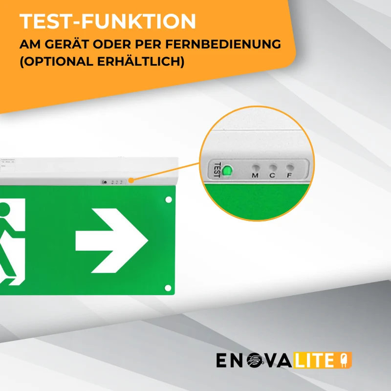Fluchtwegleuchte 4in1 mit Fernbedienung – 8 h Notbetrieb, TEST-Funktion, Wand- & Deckenmontage