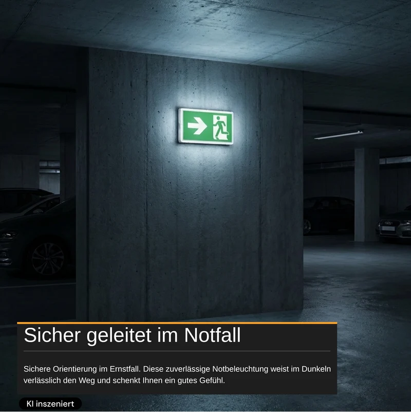 LED-Fluchtwegleuchte mit 8h Notstromakku, TEST-Funktion, Dauer- & Notbetrieb, IP65