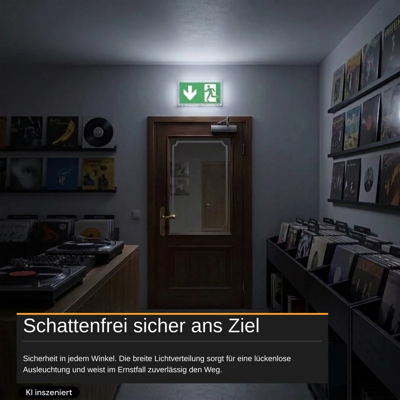 LED-Fluchtwegleuchte mit 8h Notstromakku, TEST-Funktion, Dauer- & Notbetrieb, IP65