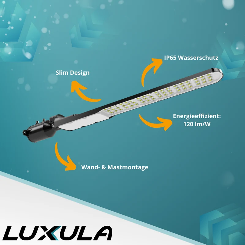 2er Pack LED Straßenleuchte, SLIM, 150 W, 18000 lm, 5000 K (neutralweiß), IP65, Wand- und Mastmontage