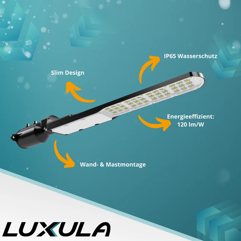 5er Pack LED Straßenleuchte, SLIM, 100 W, 12000 lm, 5000 K (neutralweiß), IP65, Wand- und Mastmontage