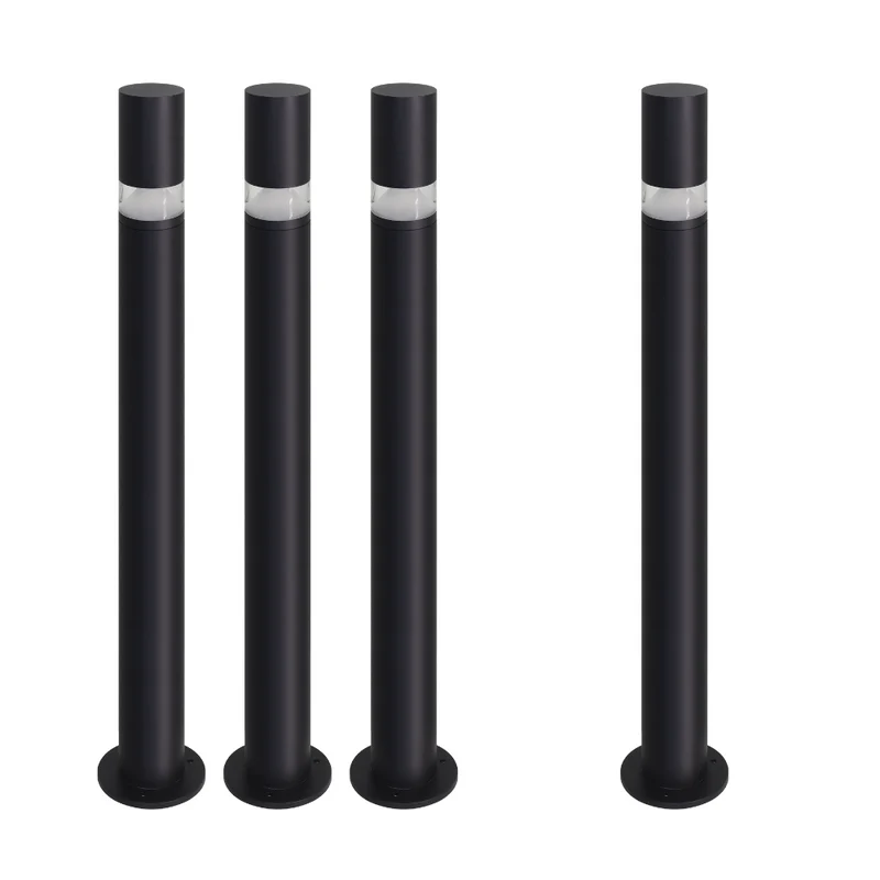 4er-Pack Wegeleuchte mit 360° Lichtkegel, schwarz, GU10 Fassung, IP44, Aluminium, mit Erdspieß, Höhe 63 cm