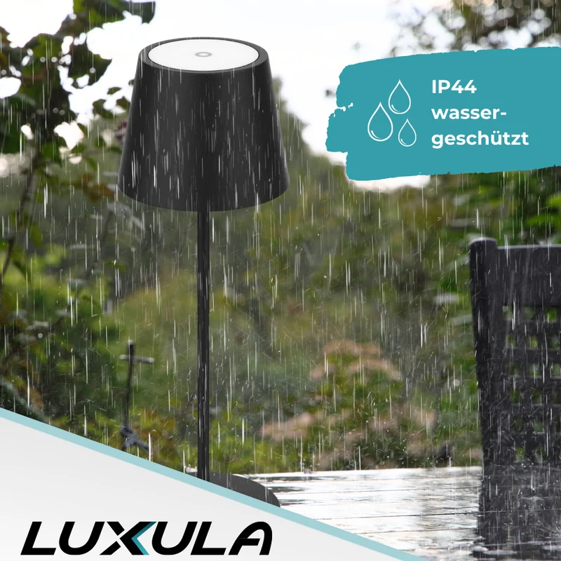 2er Set LED-Tischleuchte mit Akku, Dimm- & CCT-Funktion, wiederaufladbar, IP44, USB-C, schwarz