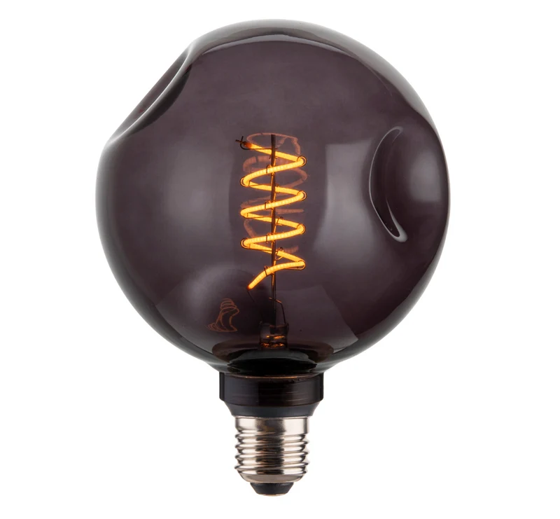 LED Filament Leuchtmittel CALDERA Smoke, inkl schwarzer E27-Fassung mit Textilkabel, 4W, 40lm, 1800K, dimmbar