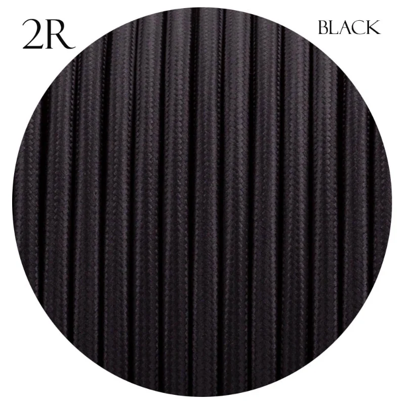 Ledsone Textilkabel 2-adrig Rund Schwarz Stromkabel ~2661