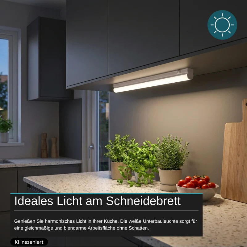 LED-Unterbauleuchte in Weiß, mit Schalter, 30 cm, 4 W, 360 lm, 4500 K (neutralweiß), erweiterbar, Küchen- und Schrankbeleuchtung