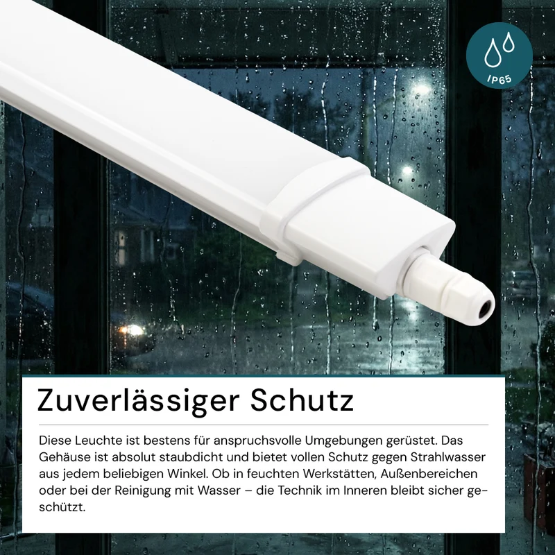2er Set LED Feuchtraumleuchte, 36W, 3250lm, 4000K, 1200mm, IP65, mit Quick Connector