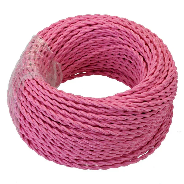 Vintage Netzkabel rosa, verdrilltes Stoff Lampenkabel~2756