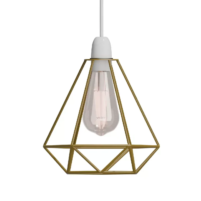 Moderne Pendelleuchte mit geometrischem Drahtdesign – E27, Gold~2779