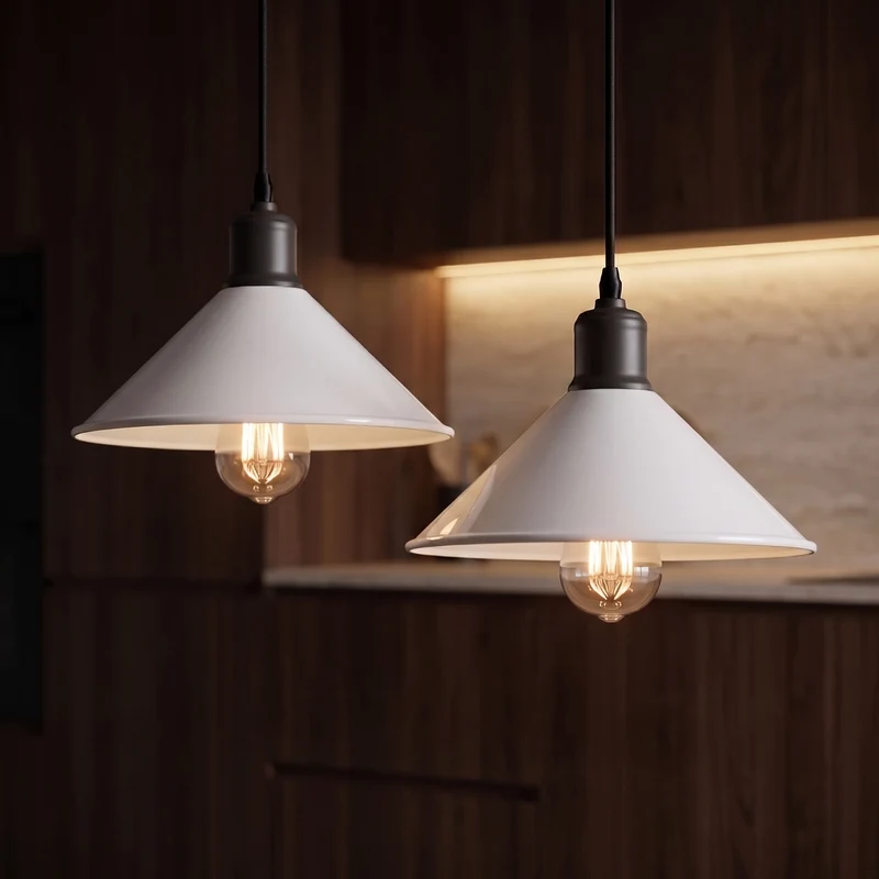 Konische Pendelleuchte – Vintage Industrie Hängelampe Küchentresen | Ø 22cm | E27 ~1505