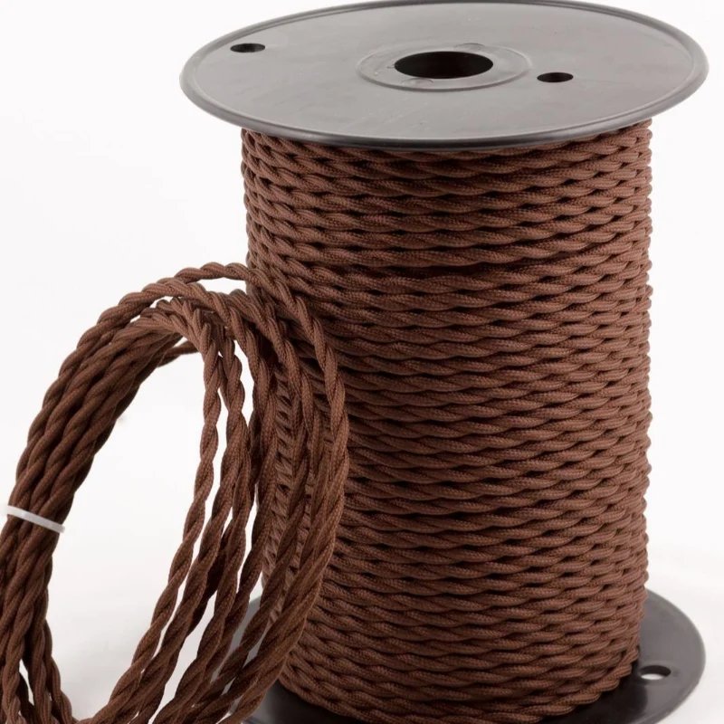 Textilkabel Braun 2 adrig gedreht Stromkabel Braun 0,75mm² ~2750