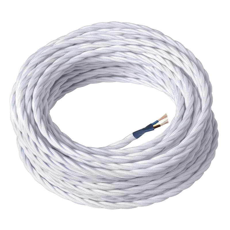 Ledsone Textilkabel 2-adrig Weiß Gedreht Elektrokabel ~2749