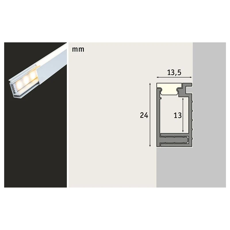 LumiTiles LED Strip 1m Aufbauprofil Top Alu-Eloxiert