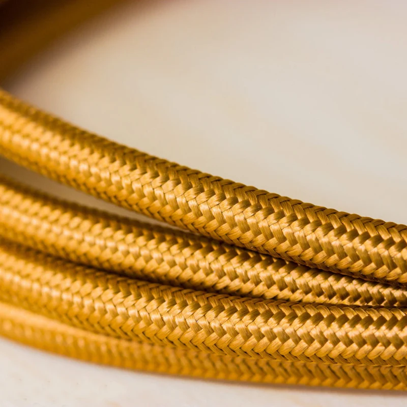 Ledsone Textilkabel 3-adrig Gold Rund Lampenkabel DIY ~1123