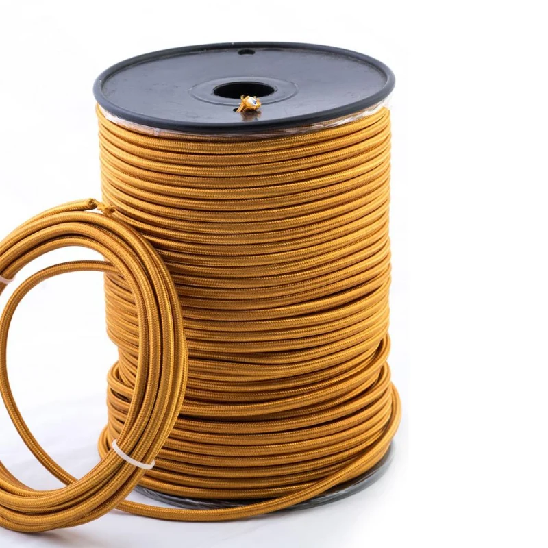 Ledsone Textilkabel 3-adrig Gold Rund Lampenkabel DIY ~1123
