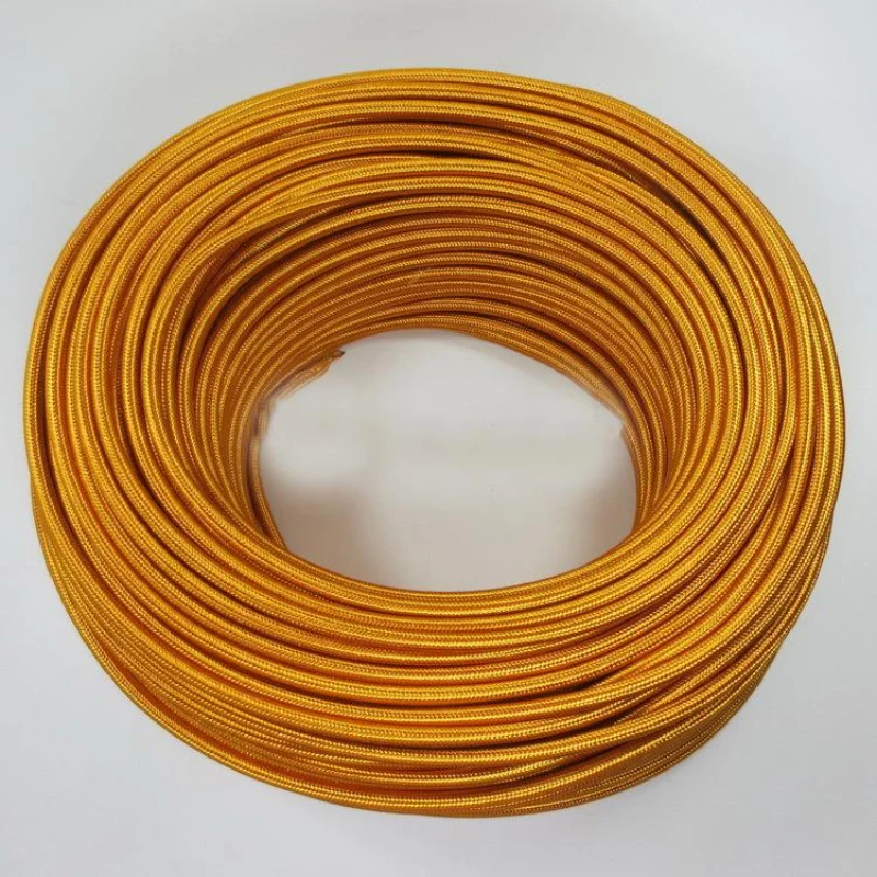 Ledsone Textilkabel 3-adrig Gold Rund Lampenkabel DIY ~1123