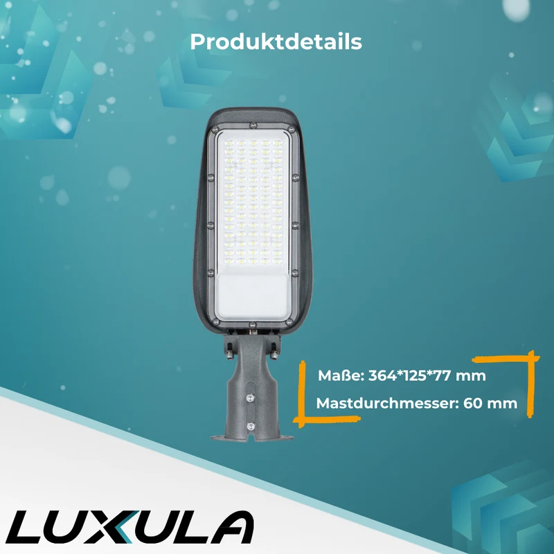 20er Pack LED Straßenleuchte, 30 W, 3000 K (warmweiß), 3000 lm, grau, IP65, Wand- und Mastmontage
