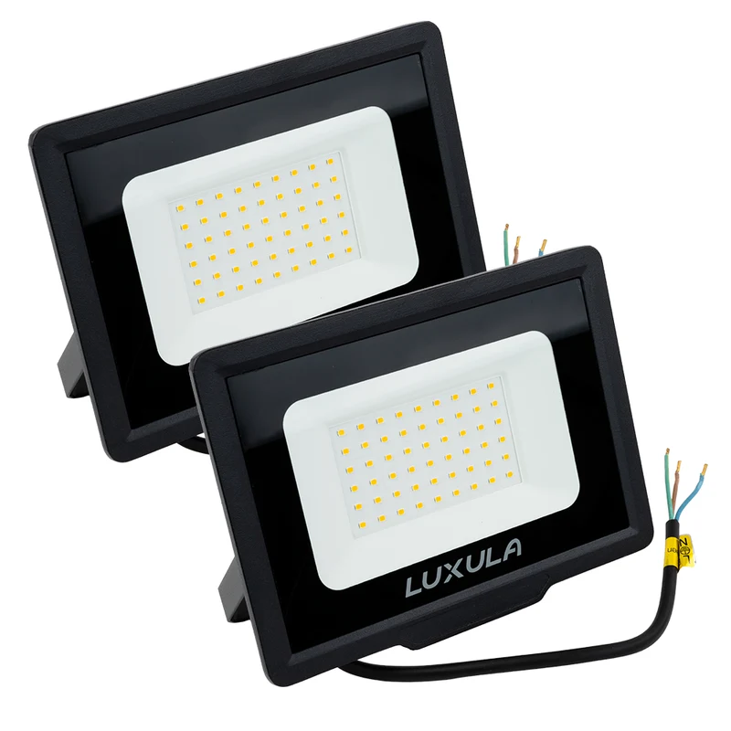 2er Pack LED-Fluter, 50 W, 4000 K (neutralweiß), 5000 lm, schwarz, IP65