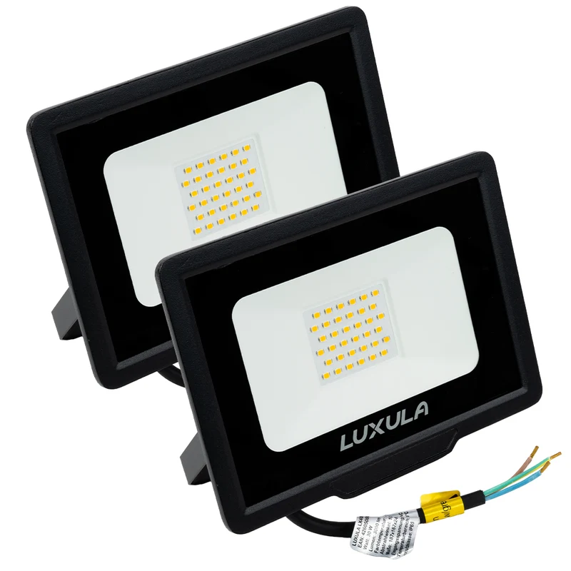 2er Pack LED-Fluter, 30 W, 4000 K (neutralweiß), 3000 lm, schwarz, IP65