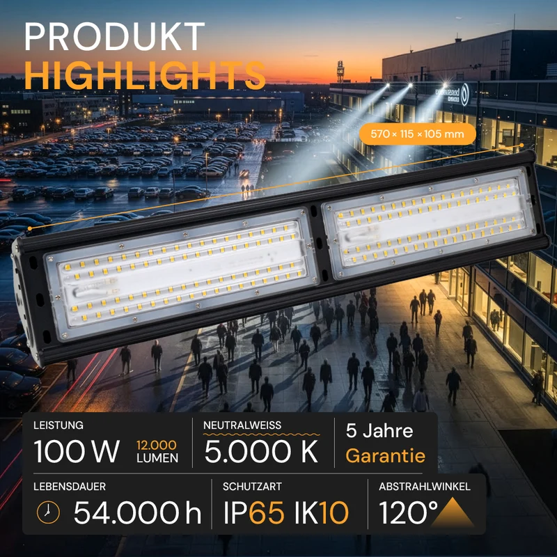 2er Pack LED HighBay Linear, 100 W, 12000 lm, 5000 K (neutralweiß)