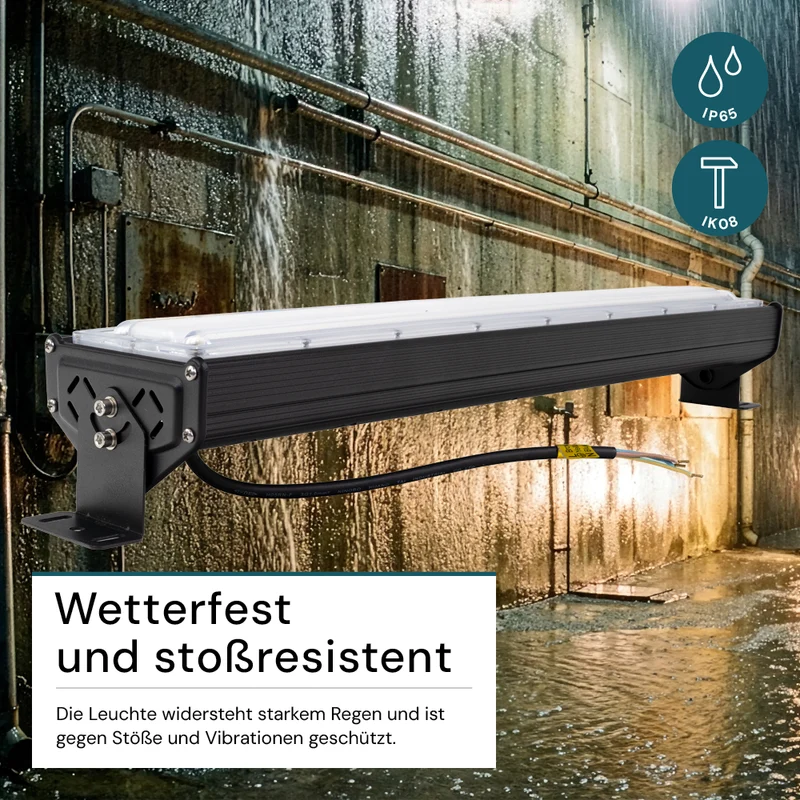 5er Pack LED-Hallenleuchte, linear, 100 W, 12000 lm, 5000 K (neutralweiß), IP65, EPISTAR LED, schwarz