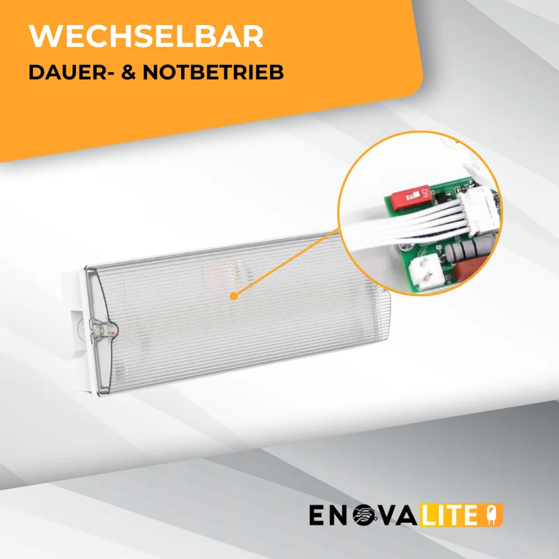 4er Pack LED-Fluchtwegleuchte mit Notstromakku 3h, TEST-Funktion, Dauer- & Notbetrieb, IP65