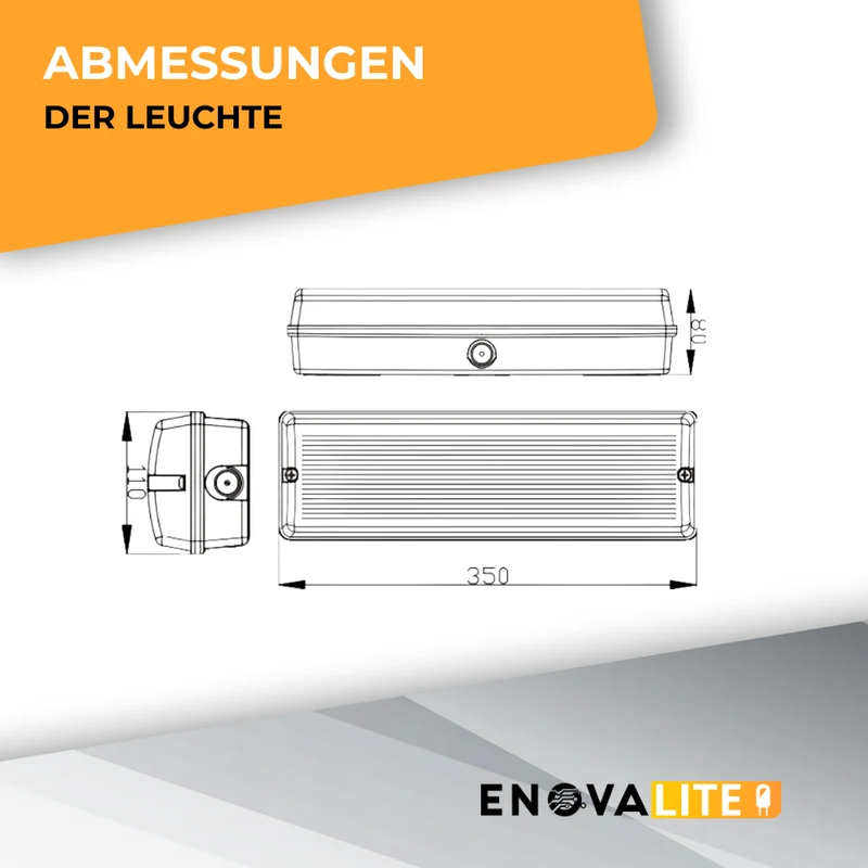 4er Pack LED-Fluchtwegleuchte mit Notstromakku 3h, TEST-Funktion, Dauer- & Notbetrieb, IP65