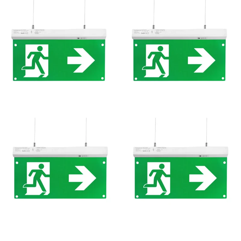 4er Pack LED-Fluchtwegleuchte 4in1 mit Notstromakku 3h, TEST-Funktion, Dauer- & Notbetrieb