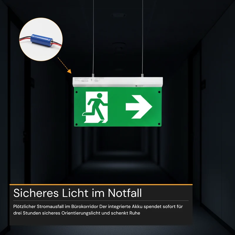 4er Pack LED-Fluchtwegleuchte 4in1 mit Notstromakku 3h, TEST-Funktion, Dauer- & Notbetrieb