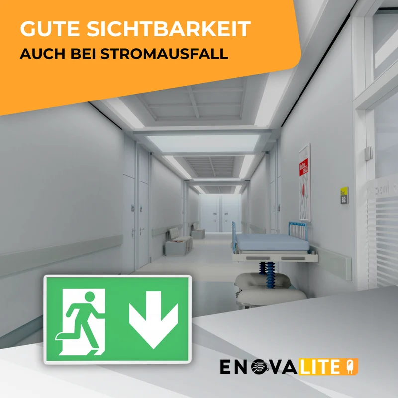 4er Pack LED-Fluchtwegleuchte mit Notstromakku 3h, Anti-Panik-Licht, TEST-Funktion