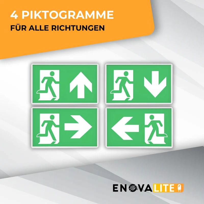 2er Pack LED-Fluchtwegleuchte mit Notstromakku 3h, Anti-Panik-Licht, TEST-Funktion