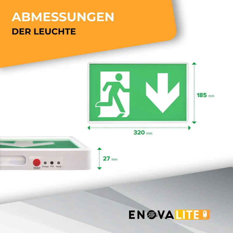 2er Pack LED-Fluchtwegleuchte mit Notstromakku 3h, Anti-Panik-Licht, TEST-Funktion