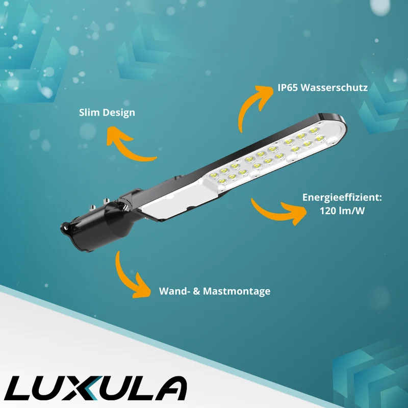 2er Pack LED Straßenleuchte, SLIM, 50 W, 6000 lm, 5000 K (neutralweiß), IP65, Wand- und Mastmontage