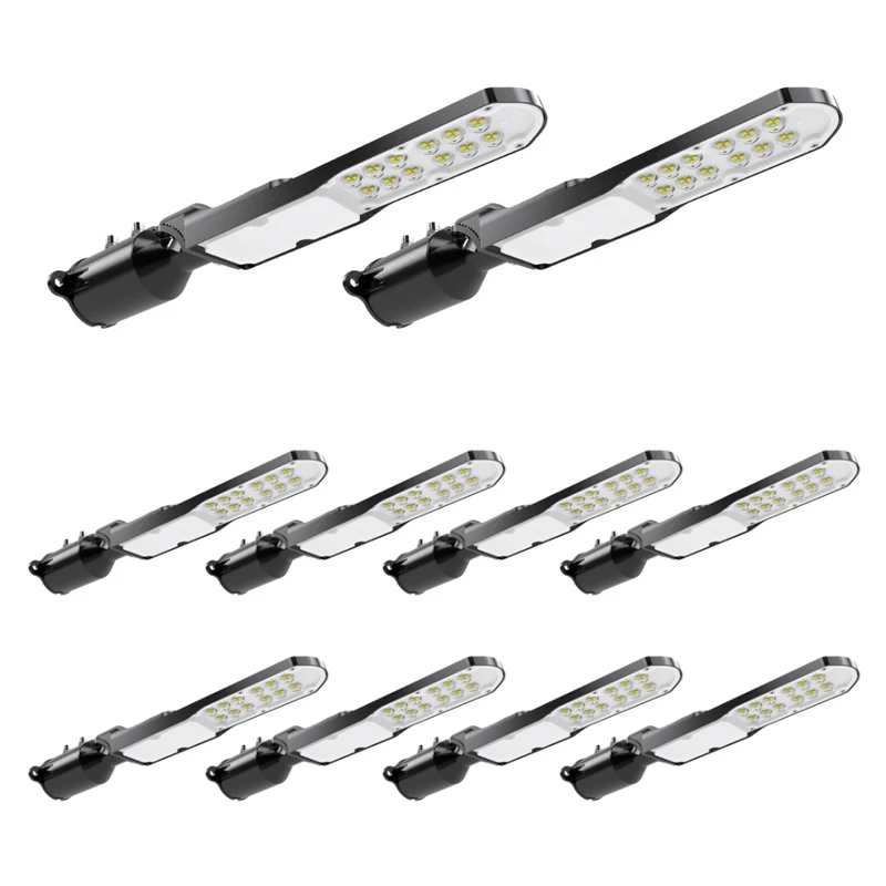 10er Pack LED Straßenleuchte, SLIM, 30 W, 3600 lm, 5000 K (neutralweiß), IP65, Wand- und Mastmontage