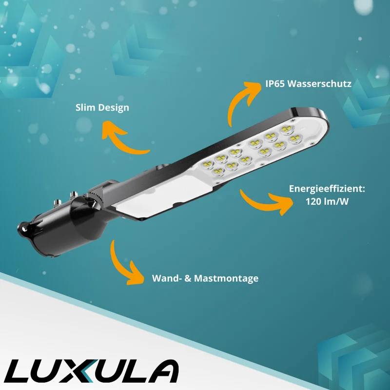 10er Pack LED Straßenleuchte, SLIM, 30 W, 3600 lm, 5000 K (neutralweiß), IP65, Wand- und Mastmontage