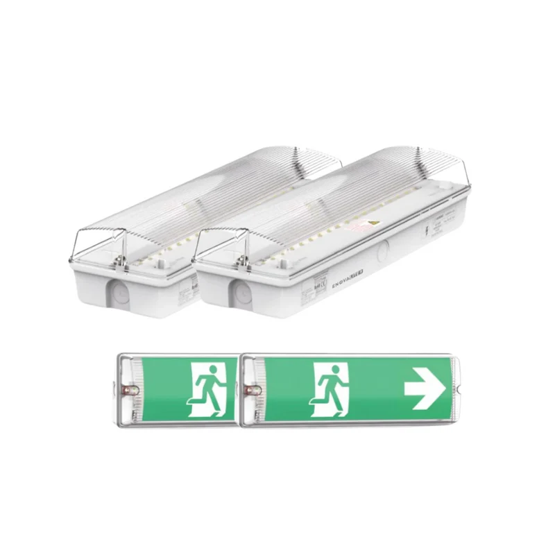 2er Pack LED-Fluchtwegleuchte mit Notstromakku 3h, TEST-Funktion, Dauer- & Notbetrieb, IP65