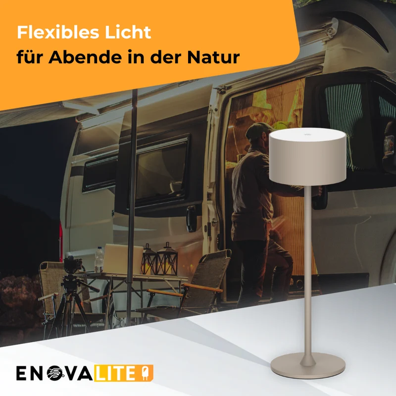 3er Set LED-Tischleuchte mit Akku, inkl Ladestation, Up- & Downlight, Dimm- & CCT-Funktion, sandfarben, wiederaufladbar, Innen und Außenbereich, IP44, USB-C