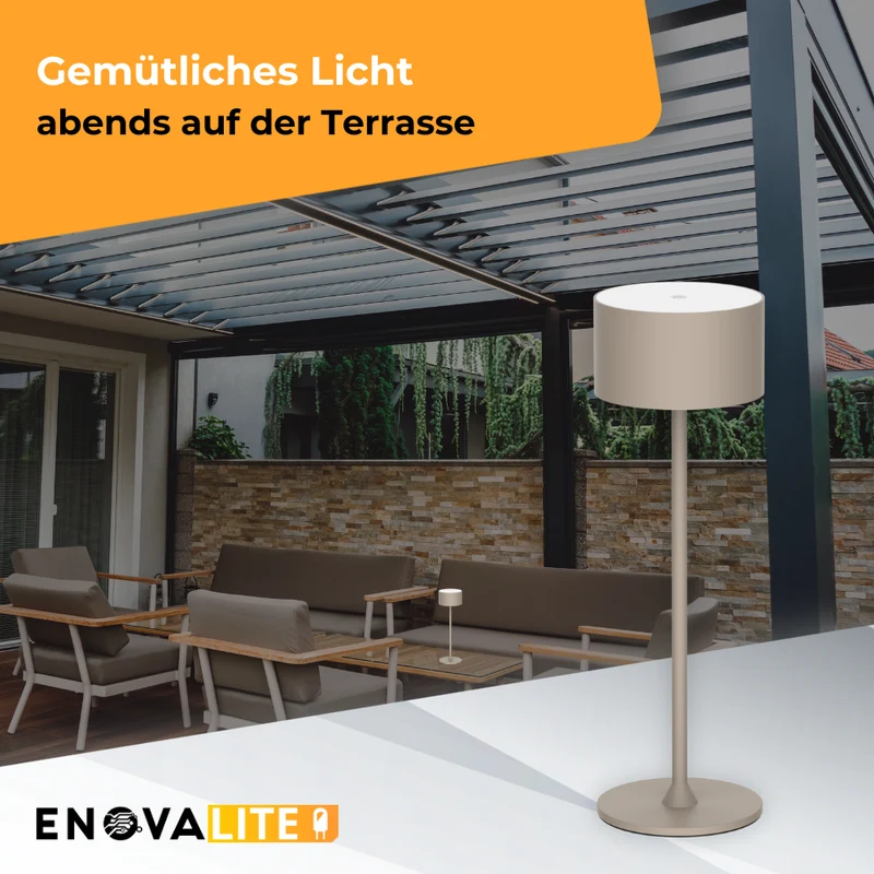 3er Set LED-Tischleuchte mit Akku, inkl Ladestation, Up- & Downlight, Dimm- & CCT-Funktion, sandfarben, wiederaufladbar, Innen und Außenbereich, IP44, USB-C