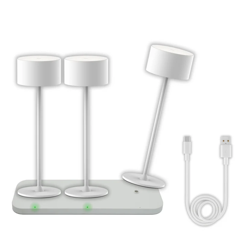 3er Set LED-Tischleuchte mit Akku, inkl Ladestation, Up- & Downlight, Dimm- & CCT-Funktion, weiß, wiederaufladbar, Innen und Außenbereich, IP44, USB-C