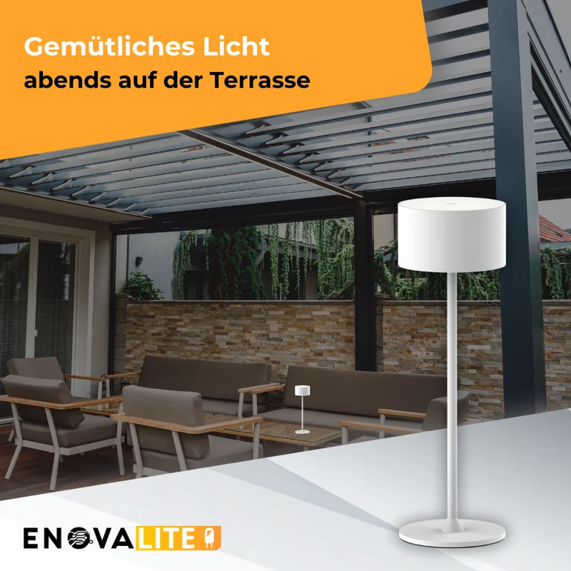 3er Set LED-Tischleuchte mit Akku, inkl Ladestation, Up- & Downlight, Dimm- & CCT-Funktion, weiß, wiederaufladbar, Innen und Außenbereich, IP44, USB-C