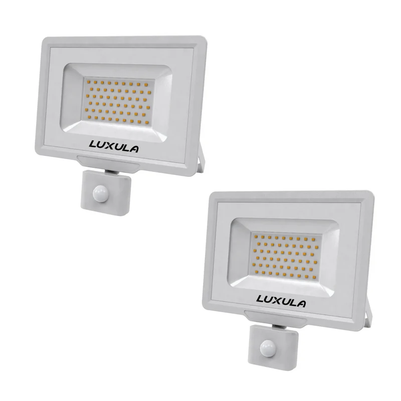 2er Pack LED-Fluter mit Bewegungsmelder, 50 W, 4000 K (neutralweiß), 5000 lm, weiß, IP65