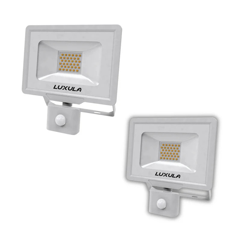 2er Pack LED-Fluter mit Bewegungsmelder, 30 W, 4000 K (neutralweiß), 3000 lm, weiß, IP65